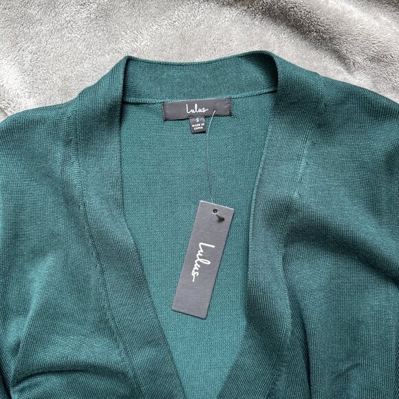 NWT Lulus Literary Lover Forest Green Wrap Sweater Dress Size S - Picture 4 of 4